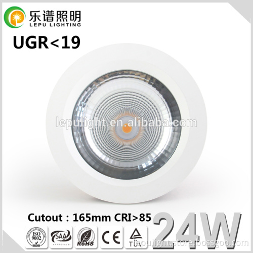 24W COB DownlightsType and Aluminum Lamp Body Material 90mm cutout led cob downlight